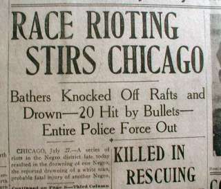 1919 newspapers BIG RACE RIOT in CHICAGO Illinois   w Photos & Large 