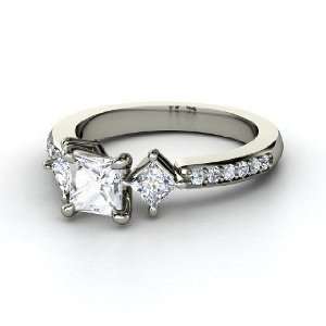 Caroline Ring, Princess White Sapphire Platinum Ring with 