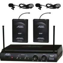   Dual Channel Wireless Microphone System with Two Lapel (Lavalier) Mic