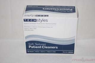 TECH STYLES 10331 SOFT TEXTURED 9 X 10.5 PATIENT CLEANER WIPES LOT 