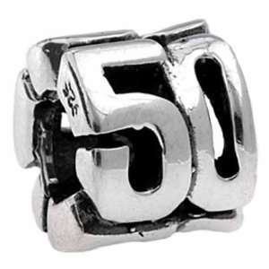   Sterling Silver Number 50 Fifty Bead Charm MS181: Silverado: Jewelry