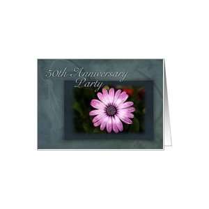  50th Anniversary Party Invitation, Pink Flower with Green 