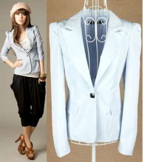   Puff Sleeve Lapel Suit Blazer Jacket Outerwear coat 1096 Blue  