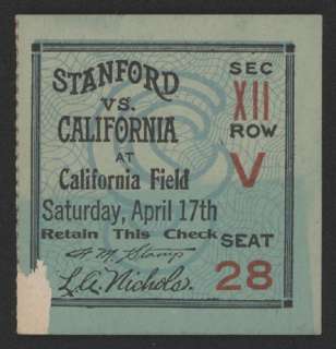 1920 Cal v Stanford BIG GAME Track Meet Pgm/Tick Stub  