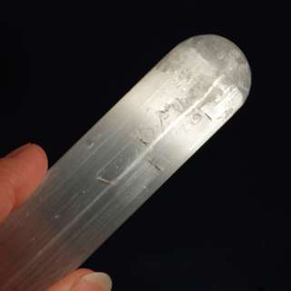 WHITE SELENITE MASSAGE WAND w/ POINT Reiki Crystal Healing  