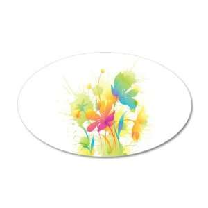  38.5x24.5O Wall Vinyl Sticker Watercolor Floral Flowers 