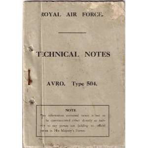   : Avro 504 Aircraft Technical Notes Manual: Sicuro Publishing: Books