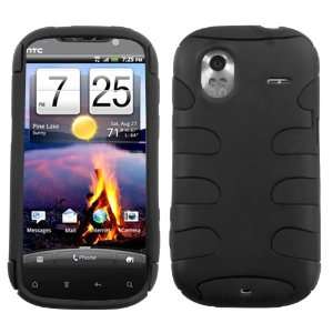 Hybrid Design Dual Layer Black/Black Protector Case for HTC Amaze 4G 