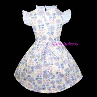 NEW Girls Spring Summer Flowers Dress Clothing Children Wears Outfit 