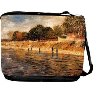  Van Gogh Art The Banks of Seine Messenger Bag   Book Bag 
