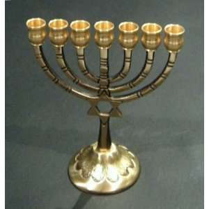  Seven Branch Menorah with Star of David, brass Menorah 