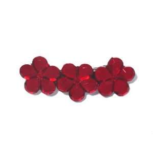  Red Crystal Flower Barrette: Health & Personal Care