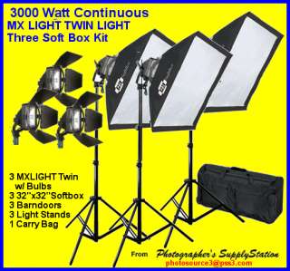 000W 3 Light Dual Bulb Lighting Kit fits ALL Cameras!  
