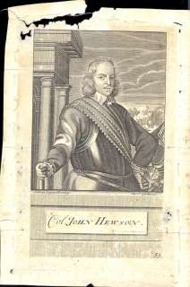 Col. John Hewson   Antique Engraving   1713  