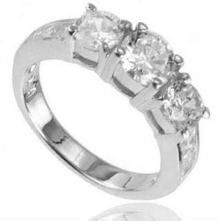 New 3 Stone CZ Cubic Zirconia 925 Sterling Silver Bridal Engagement 