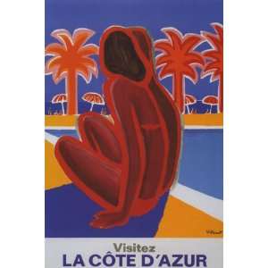  LA COTE DAZUR VISITEZ TRAVEL FRANCE FRENCH VINTAGE POSTER 