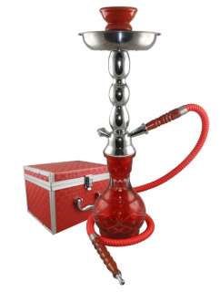 18 2 Hose Ruby Red Deluxe Hookah w/ Case  