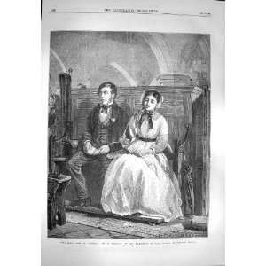  1869 First Time Asking Man Lady Romance Church Scene