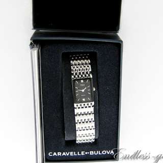 Caravelle by Bulova Womens 43P005 Diamond Accented Black Dial Watch 