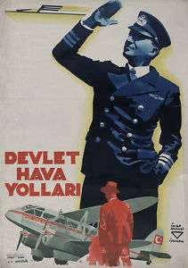 Turkish Airlines Devlet Hava Yollari 1938 Poster  
