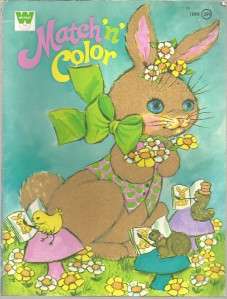 MATCH N COLOR~COLORING BOOK~VINTAGE~1970~EASTER~BUNNY  