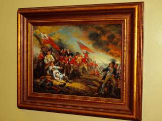 American Revolutionary War British Continental Army Battle Scene Oil 