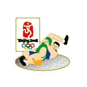  Beijing 2008 Olympics Wrestling Pin: Sports & Outdoors