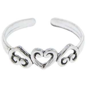  925 Sterling Silver HOLLOW HEART Toe Ring: Jewelry