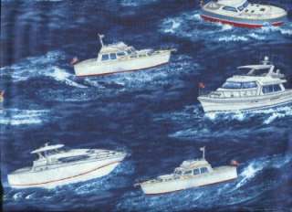 BOATING FISHING BOATS SMALL YACHTS Cotton Quilt Fabric  