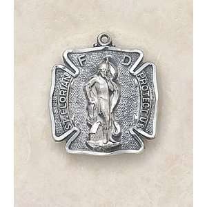 Florian Sterling Silver Patron Saint Firefigher Medal Catholic Pendant 