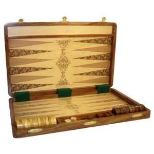  18 Inch Etched Wood Folding Backgammon Set: Toys & Games