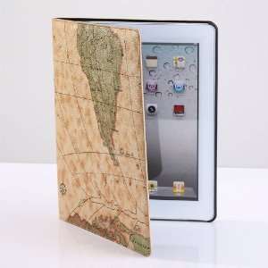   (TM) Map style leather smart cover case for Apple iPad 2 World Map