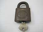 6566 Padlock Brass Corbin Cabinet Lock Co. New Britain Conn w/ key 