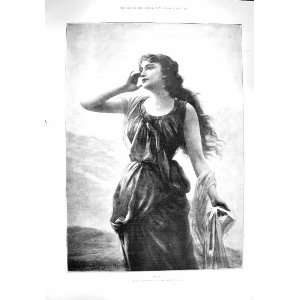   1895 ANTIQUE PORTRAIT BEAUTIFUL GIRL ECHO BISSON PRINT: Home & Kitchen