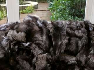 Luxury real SILVER FOX fur throw,blanket 220x200cm,pelzdecke  