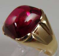 MENS RING ANTIQUE VINTAGE COLLECTIBLE DECO RUBY 10K YELLOW GOLD  