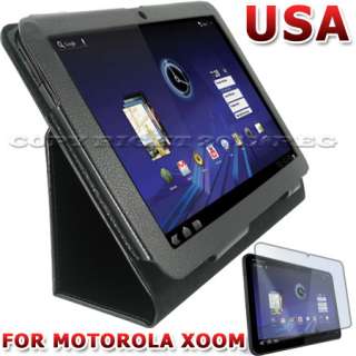   LEATHER STAND CASE COVER+LCD SCREEN PROTECTOR FOR MOTOROLA XOOM TABLET