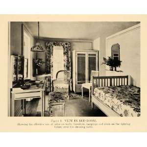  1919 Print Bedroom Furniture Antique Vanity Table Bed 