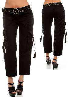 Black Cropped Cargo Pants/Slacks w/Belt Size 9 & 11  