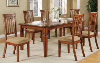 NEW 7PC CHESTER RUSTIC OAK FINISH WOOD DINING TABLE SET  