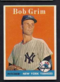 Bob Grim New York Yankees 1958 Topps Card #224  