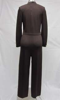 St John COLLECTION Brown Gold Knit Jumpsuit Size 4 6  