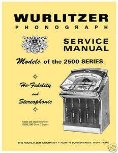 Wurlitzer 2500 2504 2510 Jukebox Service Repair Manual  