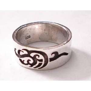  Abstract Art Flames Design Silver Ring (Size 7 