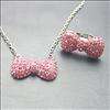 Hellokitty Crystal bow jewelry necklace ring set gift  