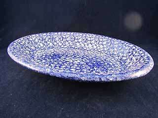 Roma Sponge Stoneware Serving Bowl Blue Splatter Nice  
