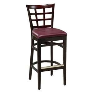   30 Inch Anderson Window Pane Bar Stool with Vinyl Seat Wine, Natural