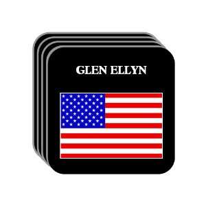 US Flag   Glen Ellyn, Illinois (IL) Set of 4 Mini Mousepad Coasters