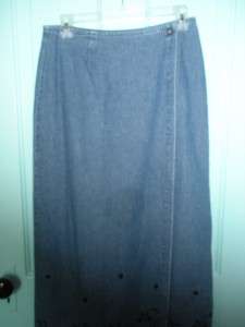 PAUL HARRIS Boho Ankle length WRAP Denim SKIRT sz 6  