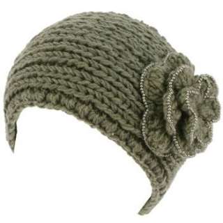   beaded flower handmade handknit wide head wrap winter head band knit